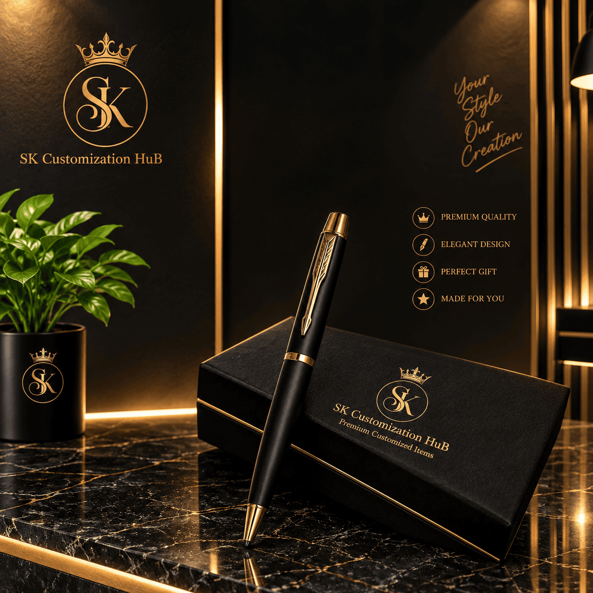 Personalized Premium Metallic Pen with Wooden Gift Box